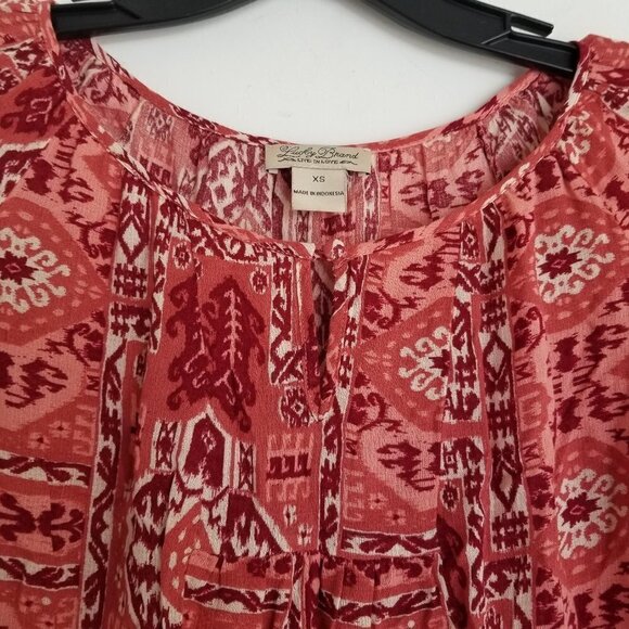 Lucky Brand Paisley Geometric Print Boho Aztec Top - Picture 7 of 8